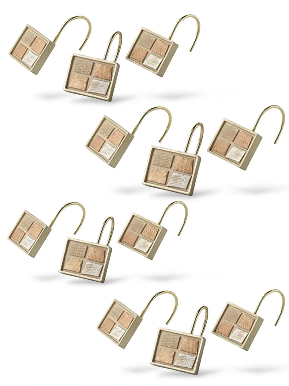 Mosaic Stone Bronze Shower Hooks by Popular Bath Set of Resin 12 Hooks NEW